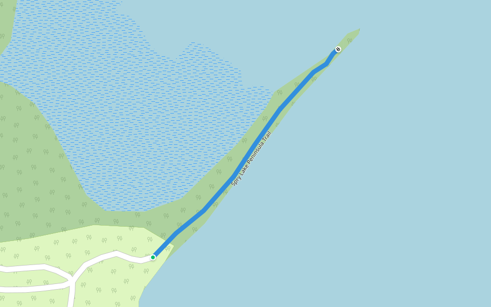 Spry Lake Peninsula Trail walking route map in Wiarton