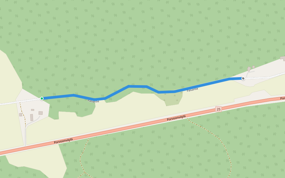 Palvantie walking route map in Hyvinkää