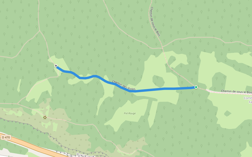 Chemin des Violes walking route map in Coyron