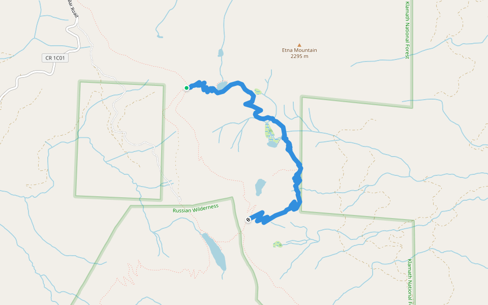 Ruffey Lakes Trail walking route map in Etna