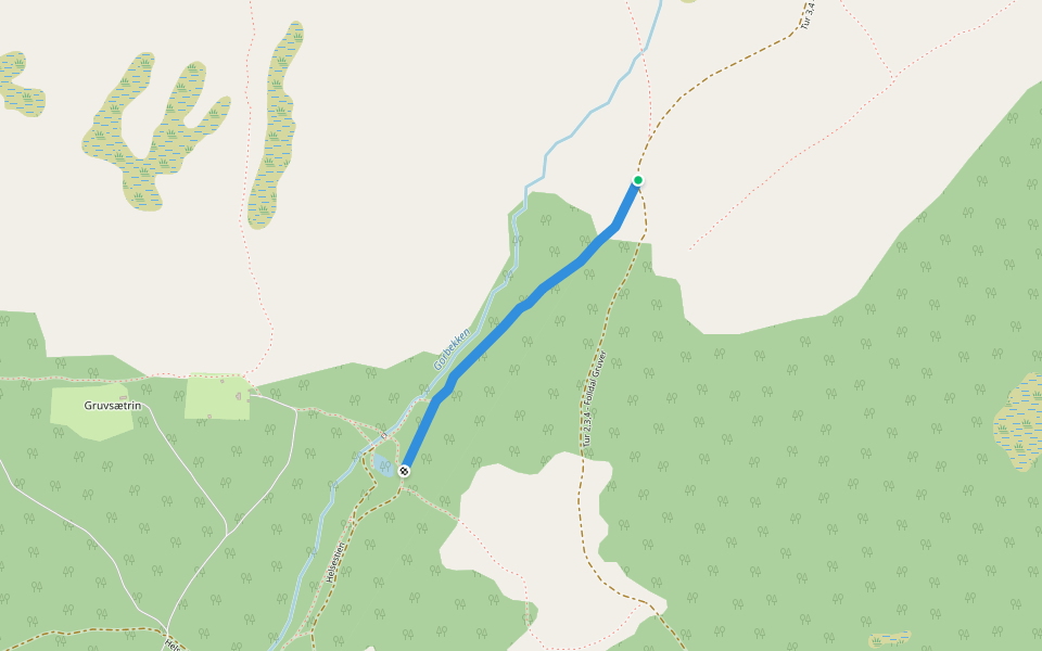 Tur 2 - Folldal Gruver walking route map in Folldal