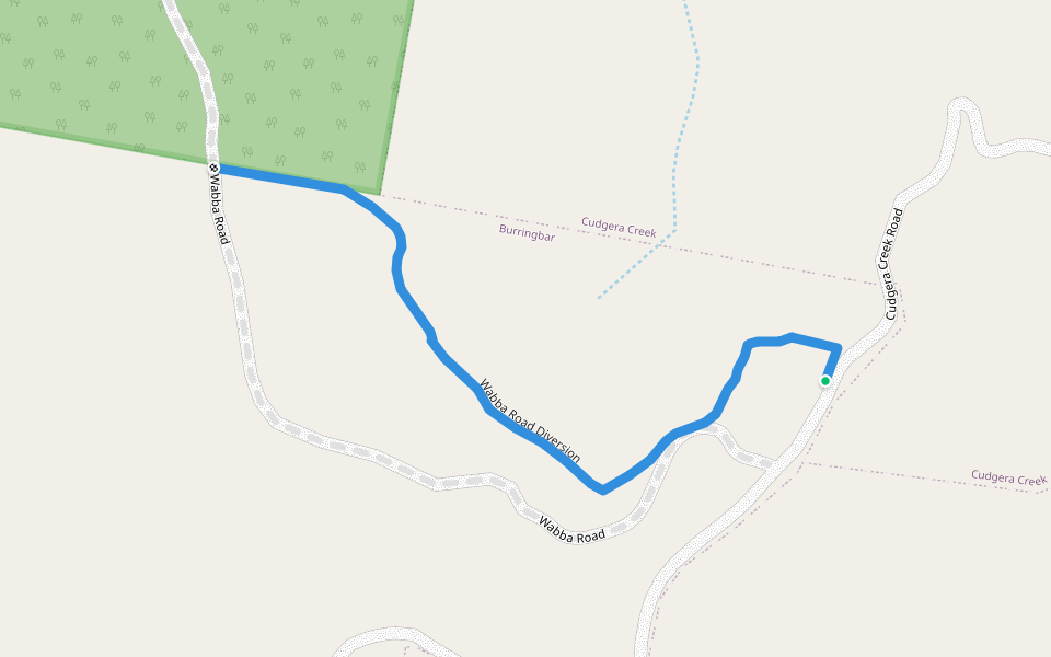Wabba Road Diversion walking route map in Mooball