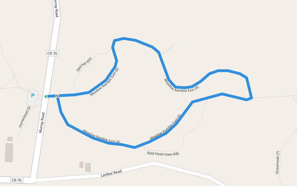 Meadow Ramble East (6) walking route map in Stony Creek