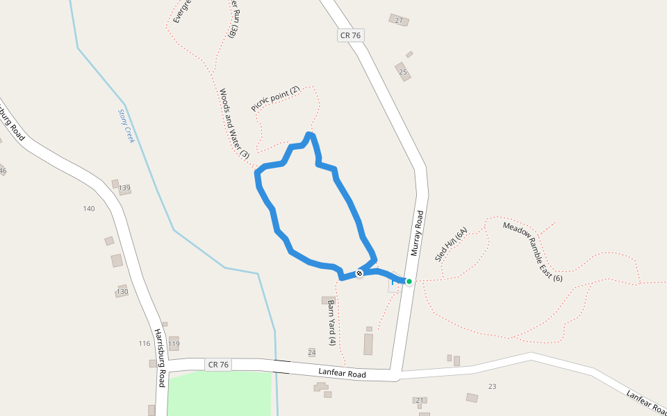 Meadow Ramble West (1) walking route map in Stony Creek