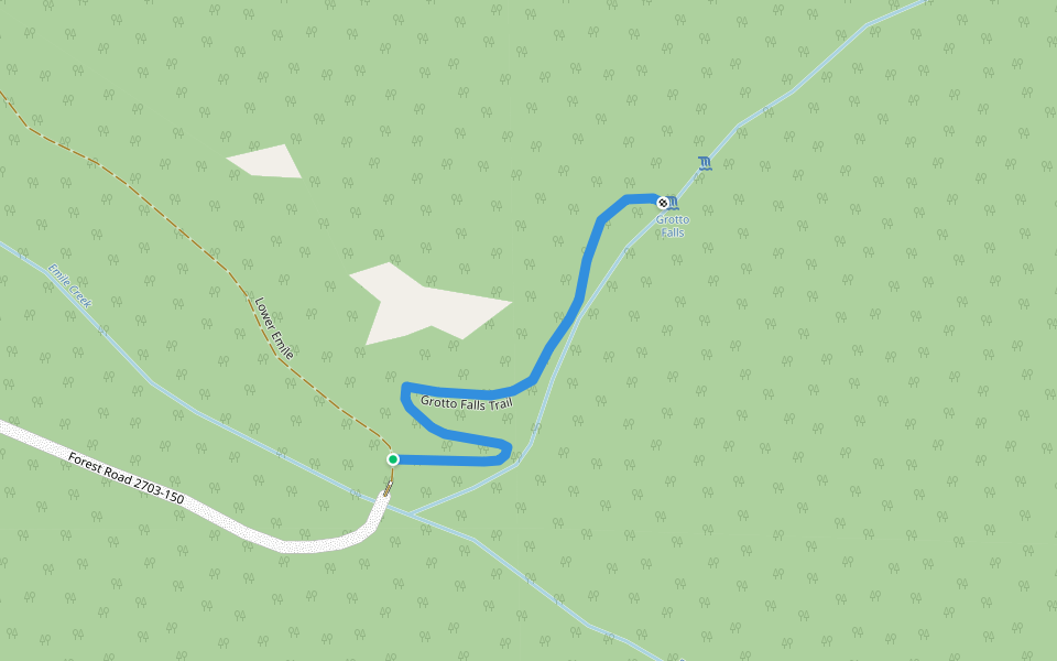 Grotto Falls Trail walking route map in Glide
