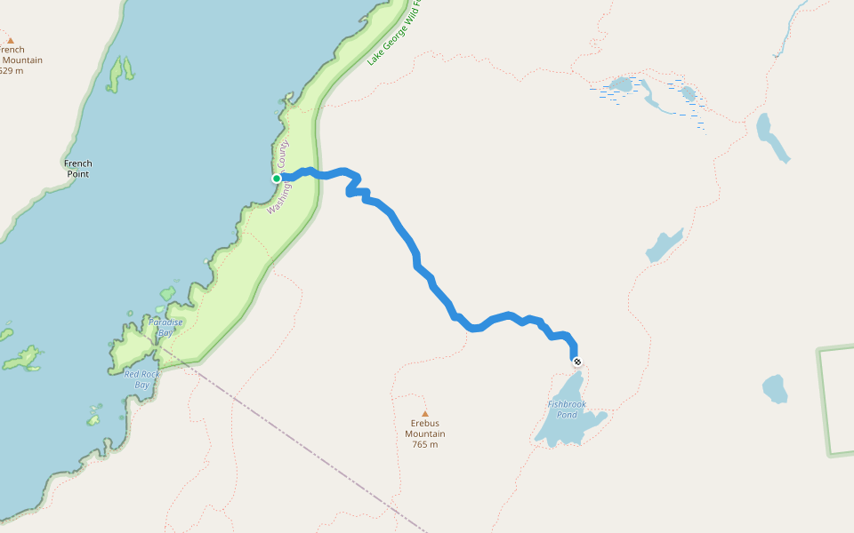 Fishbrook Pond-Lake George Trail walking route map in Clemons