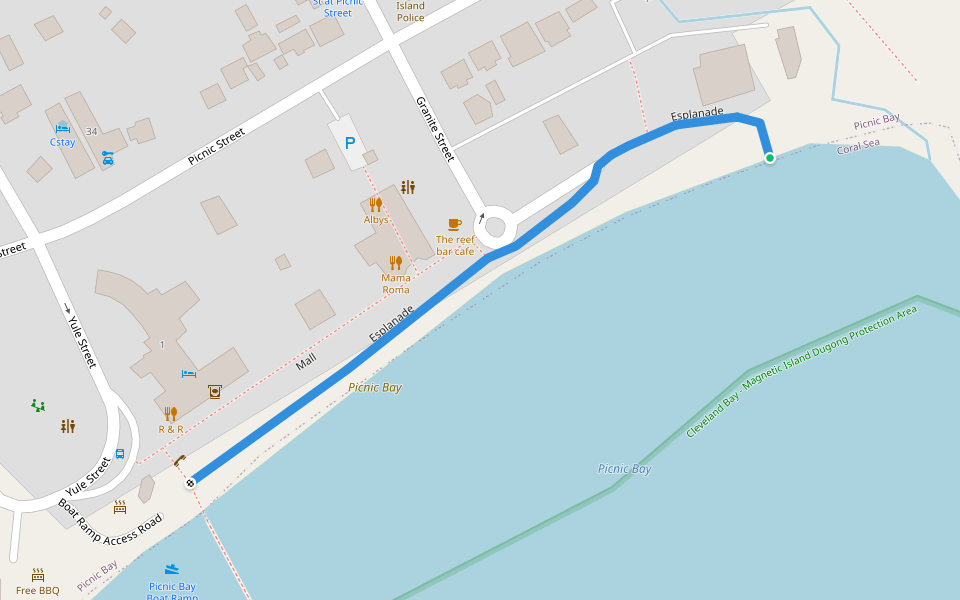 Esplanade walking route map in Picnic Bay
