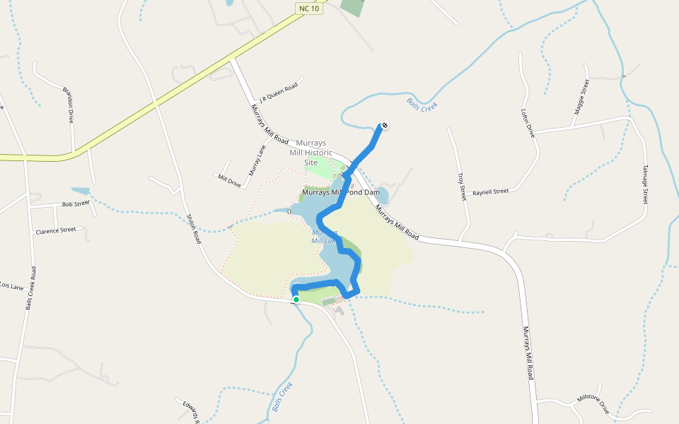 Murrays Mill Thread Trail walking route map in Catawba