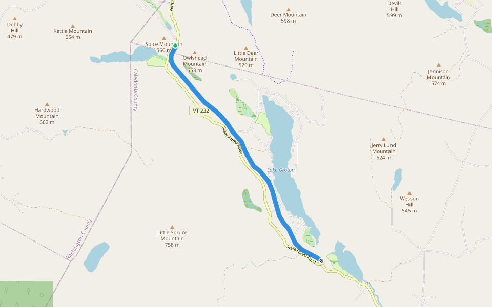 Cross Vermont Trail walking route map in Groton