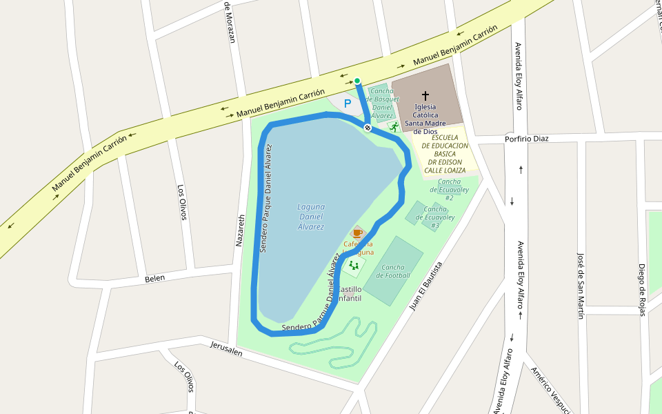 Sendero Parque Daniel Álvarez walking route map in Alamor