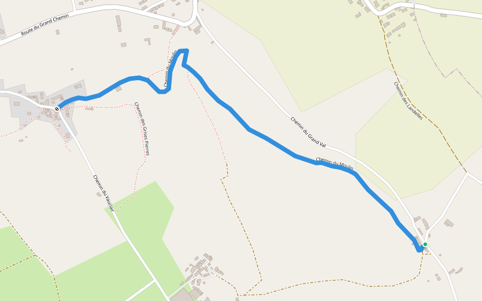 Chemin du Moulin walking route map in Bretteville