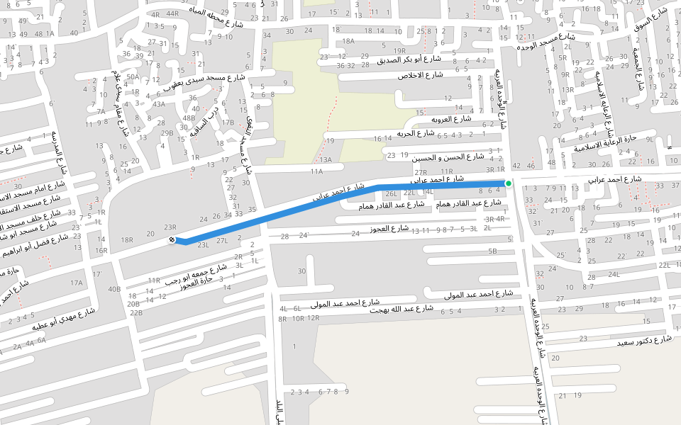 شارع احمد عرابي walking route map in 6th of October City
