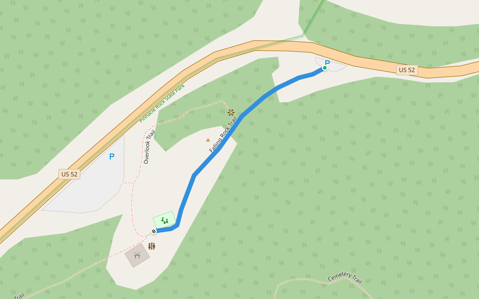 Falling Rock Trail walking route map in Bluefield