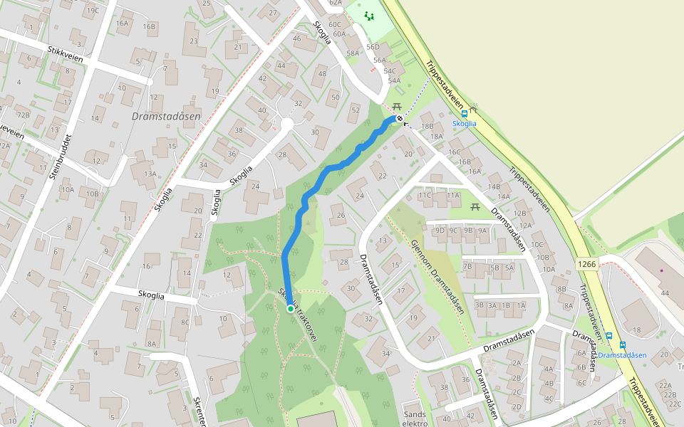 Dramstadåsenstien walking route map in Askim