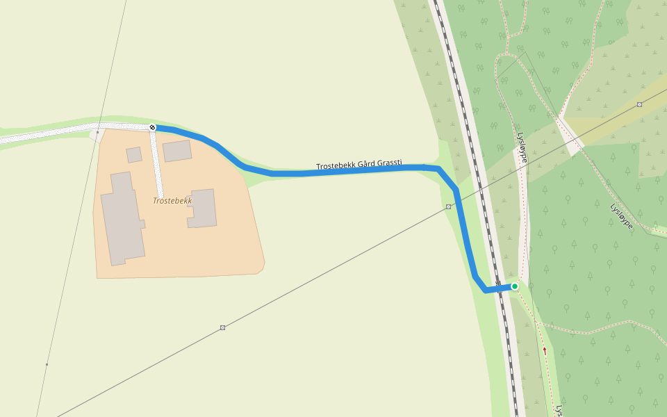 Trostebekk Gård Grassti walking route map in Askim