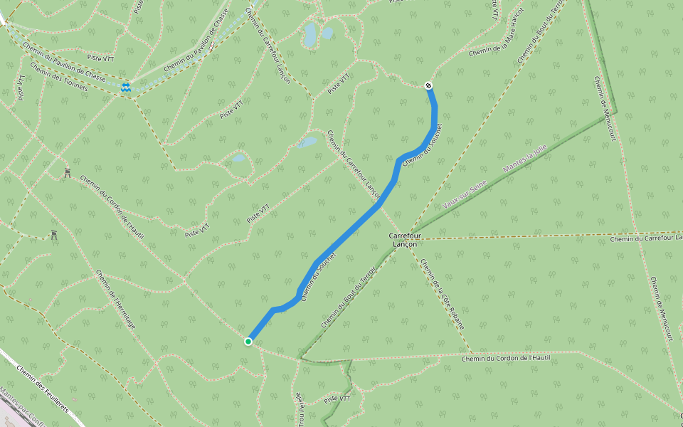 Chemin du Souchet walking route map in Vaux-sur-Seine