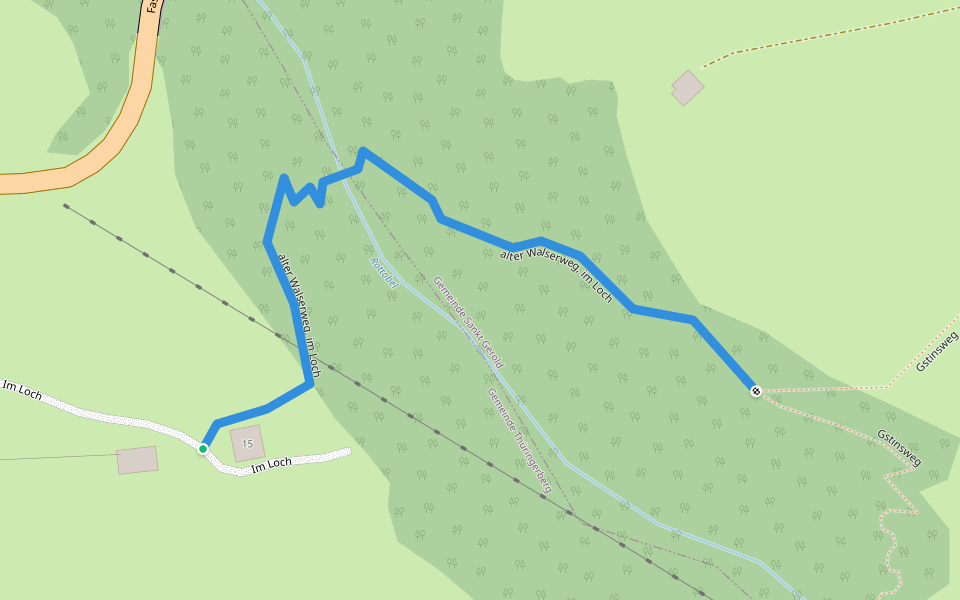 alter Walserweg, im Loch walking route map in Thüringerberg