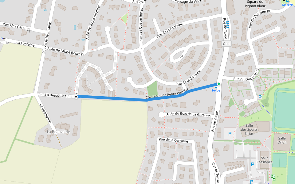 Chemin de la Petite Perrière walking route map in La Mézière