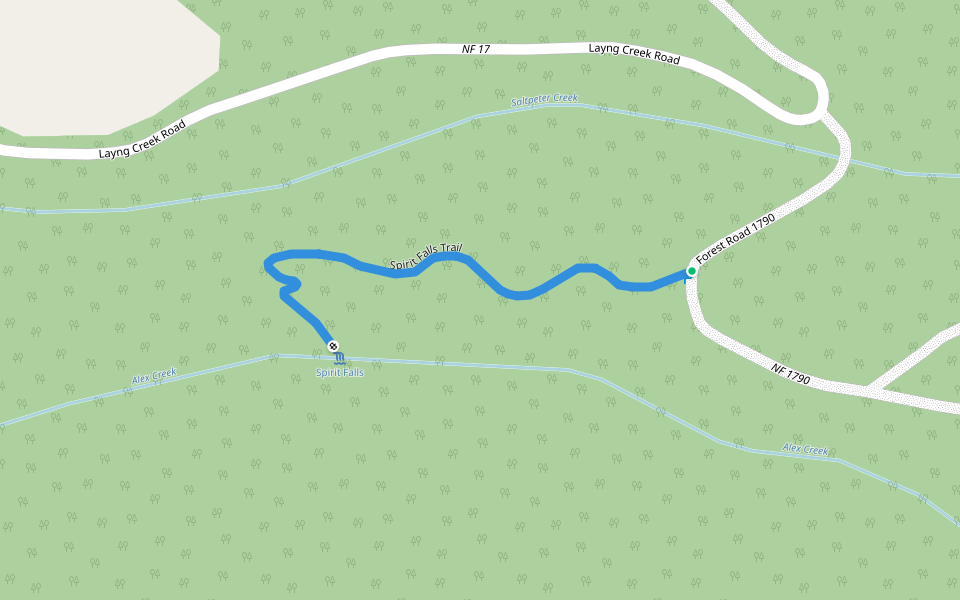 Spirit Falls Trail walking route map in Dorena
