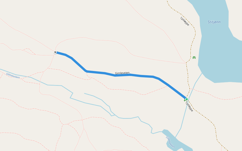 Gimleveien walking route map in Kristiansand