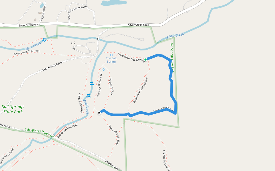 Upland Trail (red) walking route map in Montrose