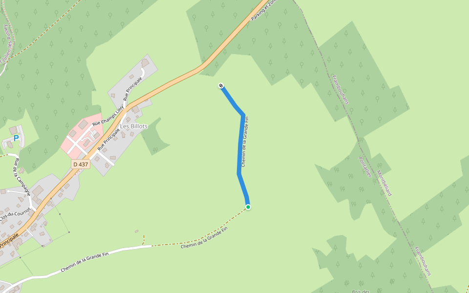 Chemin de la Grande Fin walking route map in Les Fontenelles
