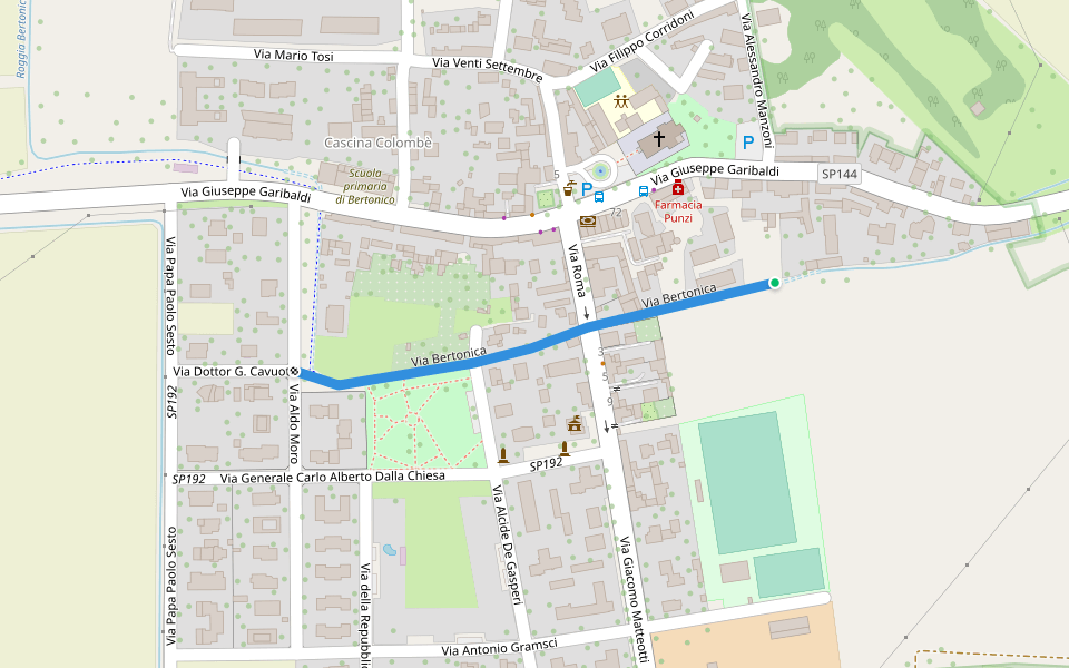 Via Bertonica walking route map in Bertonico