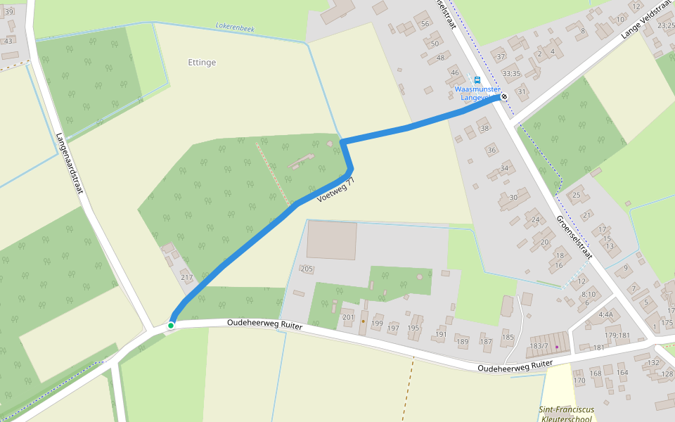 voetweg 77 walking route map in Waasmunster