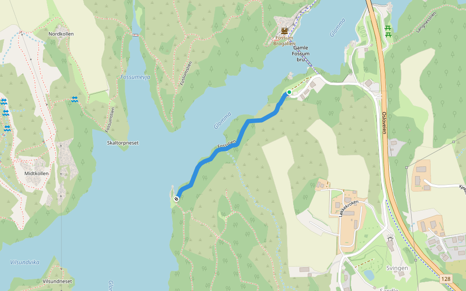 Fossstien walking route map in Buer