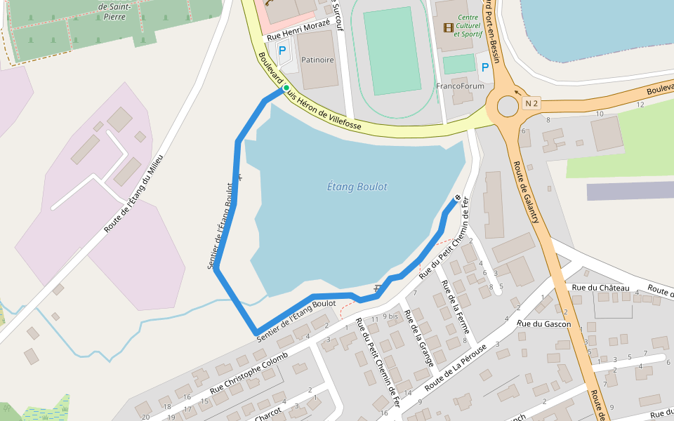 Sentier de l'Étang Boulot walking route map in Saint-Pierre