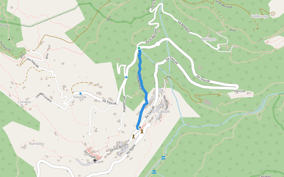 Via Mandria walking route map in Casoli
