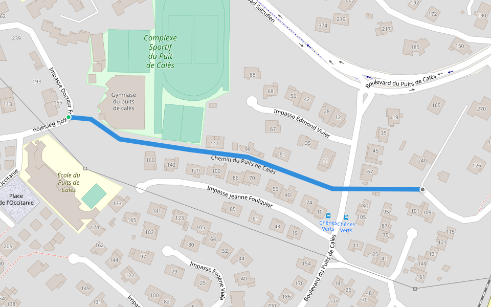 Chemin du Puits de Calès walking route map in Millau