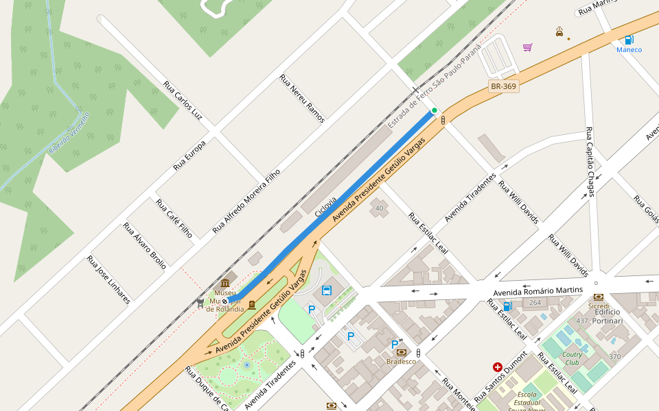 Ciclovia walking route map in Rolândia