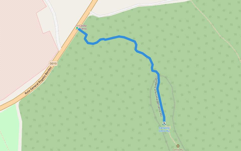 Sendero a la cima del cerro Hu walking route map in Sapucai