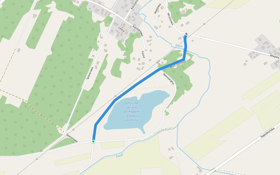Bród Leśnego walking route map in Zazdrość