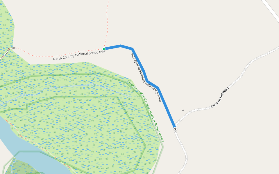 NCT Spur to Sawdust Hole Camground walking route map in Brethren