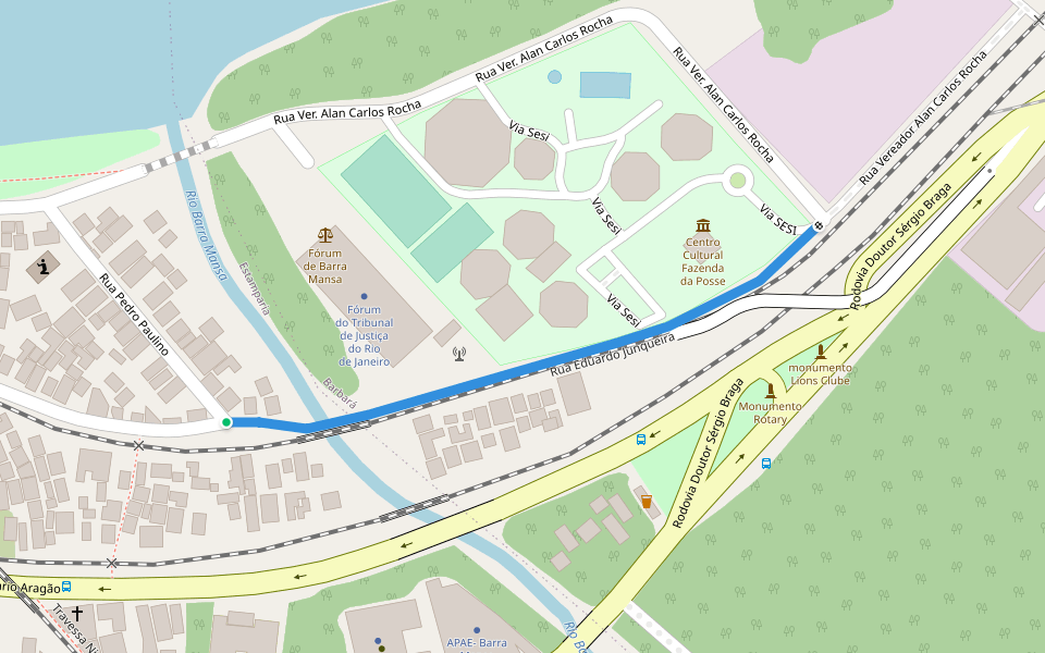 Rua Eduardo Junqueira walking route map in Barra Mansa