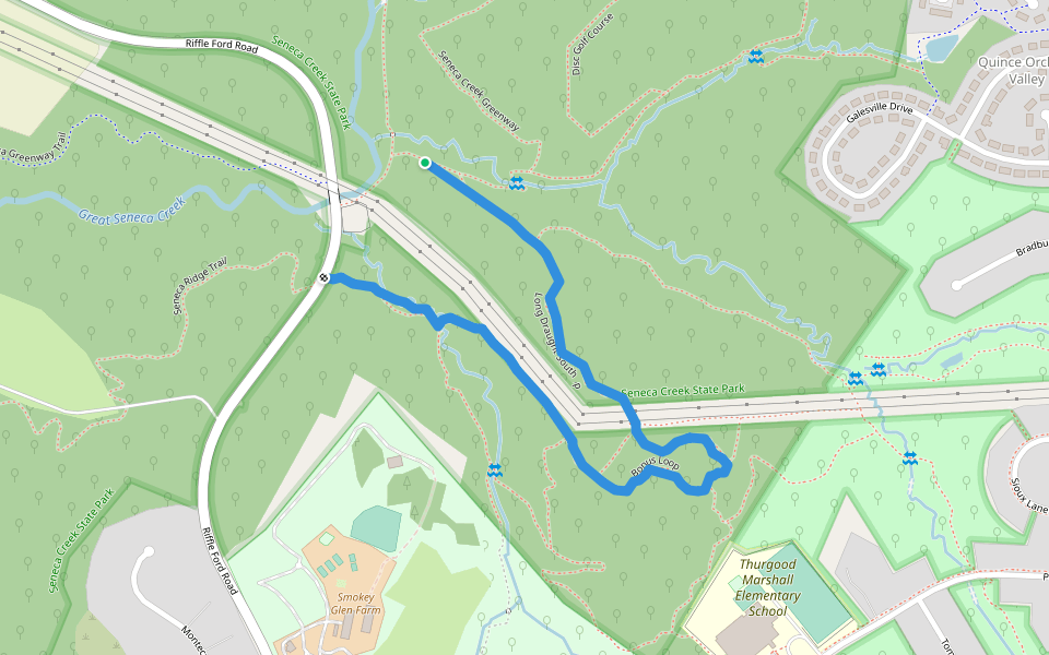 Bonus Loop walking route map in Gaithersburg