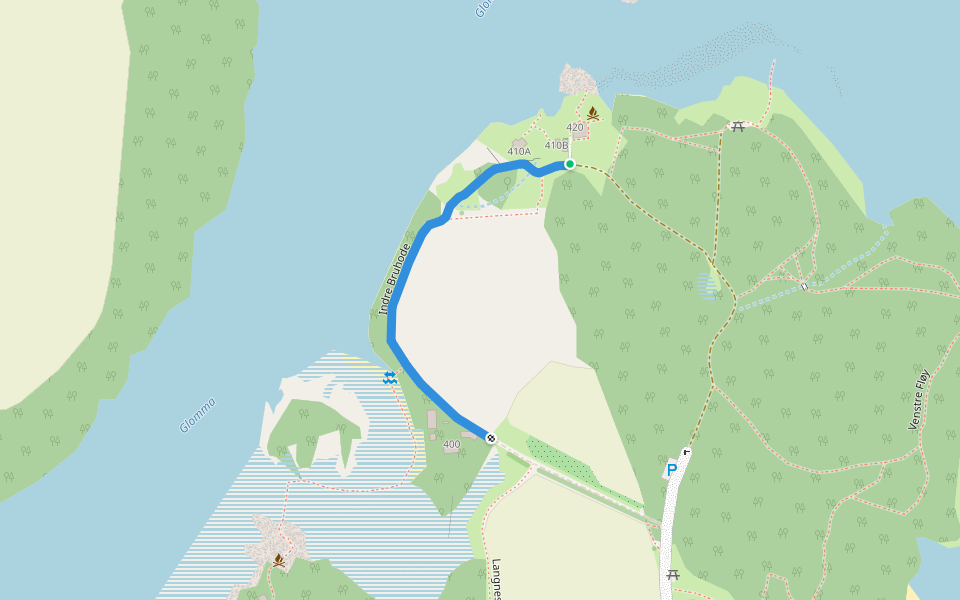 Indre Bruhode walking route map in Spydeberg