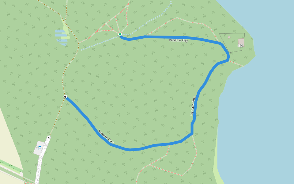 Venstre Fløy walking route map in Spydeberg
