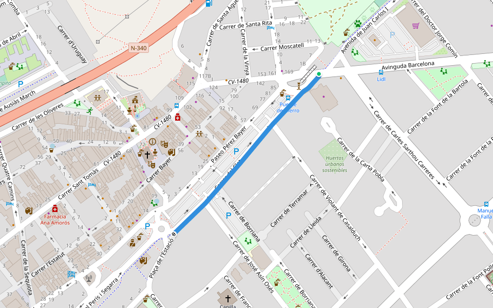 Carrer del Clot walking route map in Benicàssim