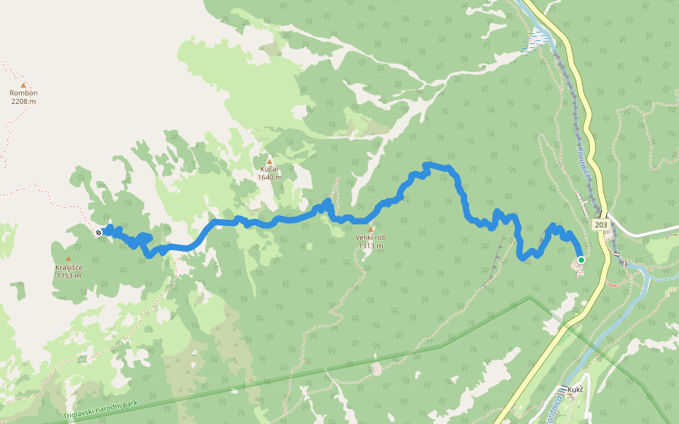 Kluže - Rombon walking route map in Bovec