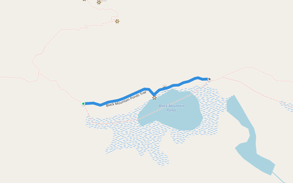 Black Mountain Ponds Trail walking route map in Clemons