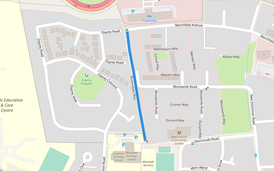 Broomdyke Way walking route map in Paisley