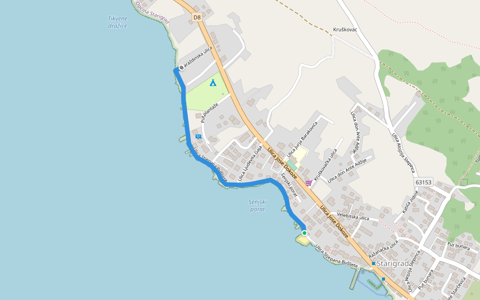 Stjepana Bušljete walking route map in Starigrad