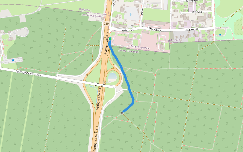 Zielony Szlak walking route map in Bydgoszcz
