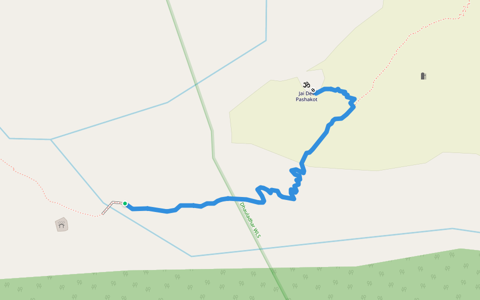 Path to the temple of Jai Dev Pashakot walking route map in Chakban Palah Chak