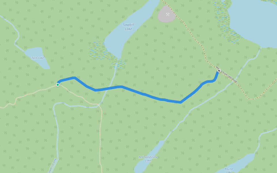 Sawbill Lake Trail walking route map in Silver Islet