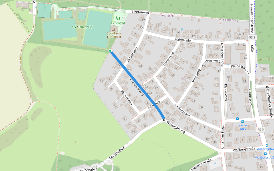 Plantagenweg walking route map in Freising