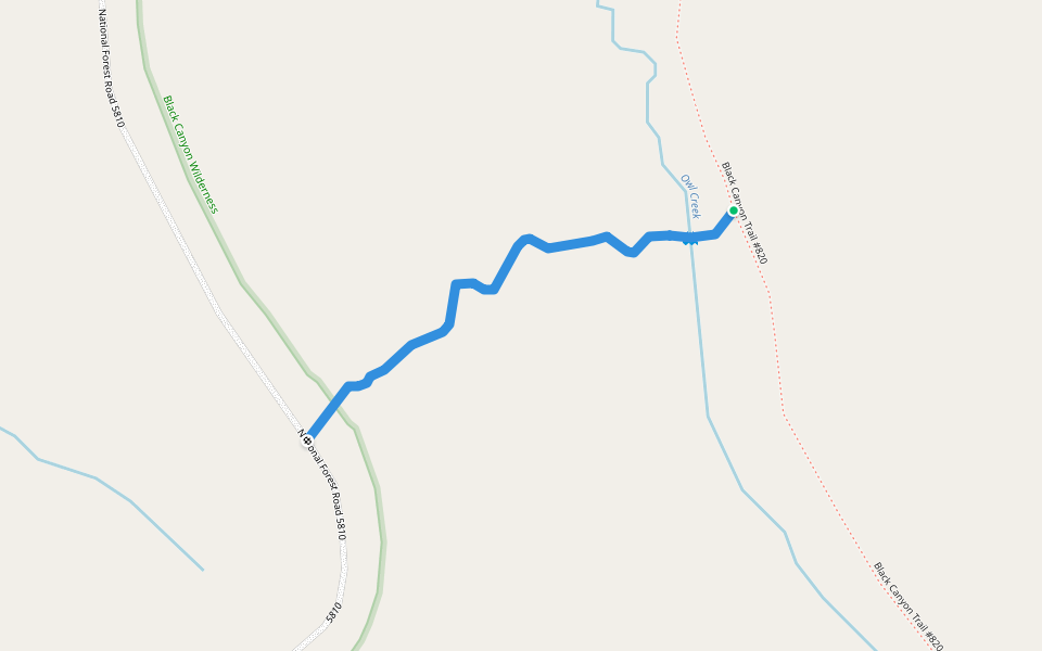 Owl Creek Trail #820A walking route map in Dayville